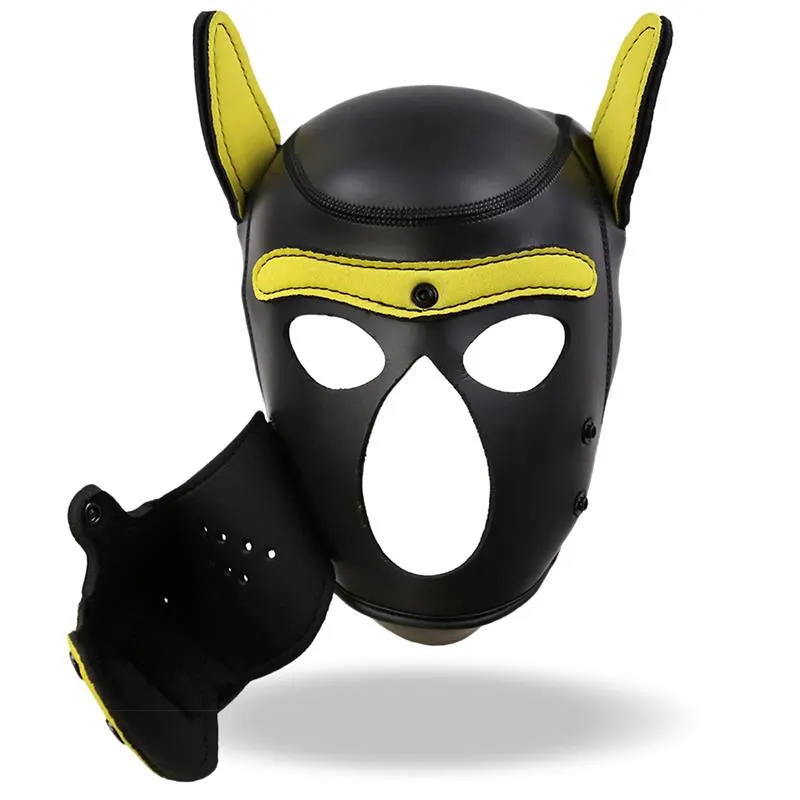 Hound Máscara de Perro Neopreno Hocico Extraíble Negro/Amarillo Talla Única · INTOYOU BDSM LINE · Máscaras, Antifaces y Mordazas — Foto 5