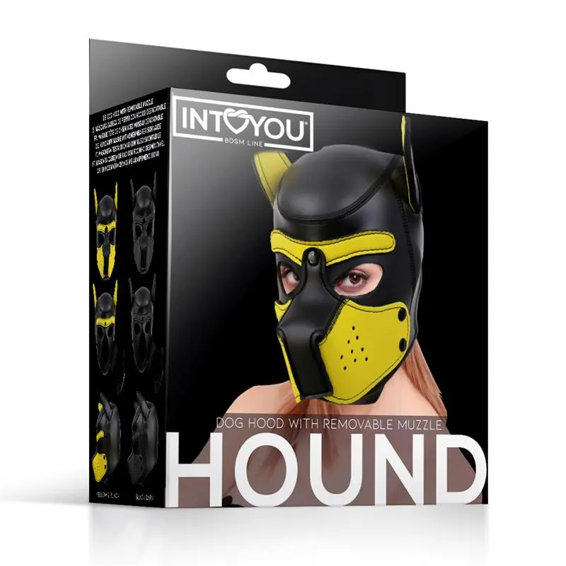 Hound Máscara de Perro Neopreno Hocico Extraíble Negro/Amarillo Talla Única · INTOYOU BDSM LINE · Máscaras, Antifaces y Mordazas — Foto 6