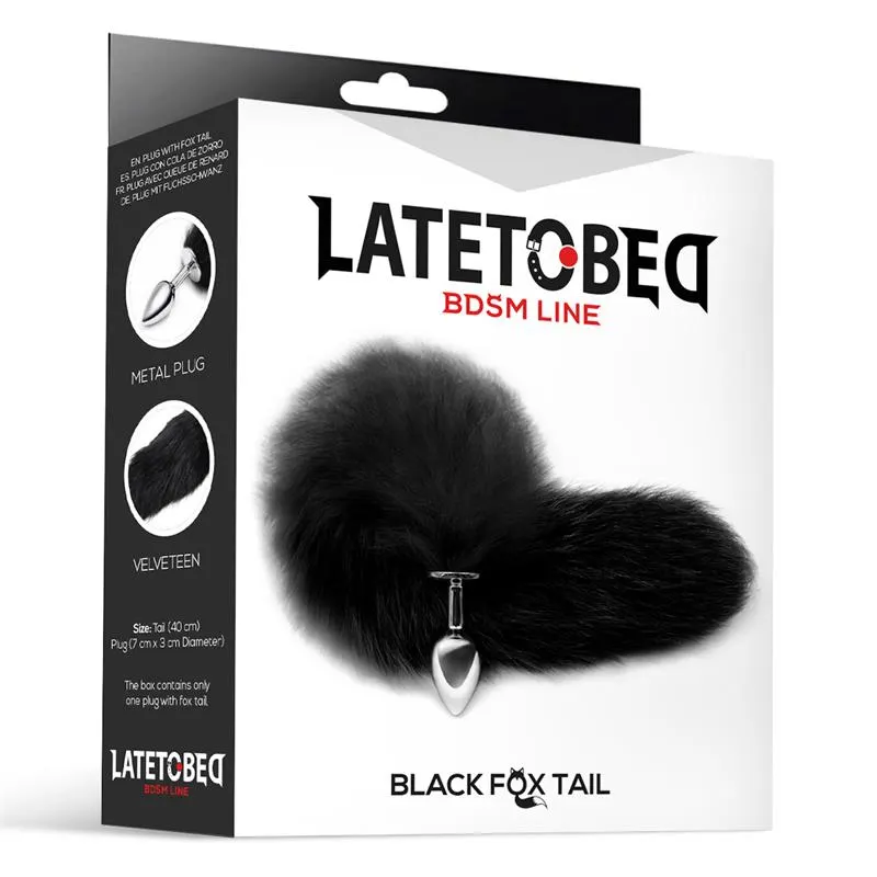 Plug Anal de Metal con Cola de Zorro Sedoso 40 cm Negro · LATETOBED BDSM LINE · Anal — Foto 4