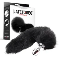 Plug Anal de Metal con Cola de Zorro Sedoso 40 cm Negro · LATETOBED BDSM LINE · Anal