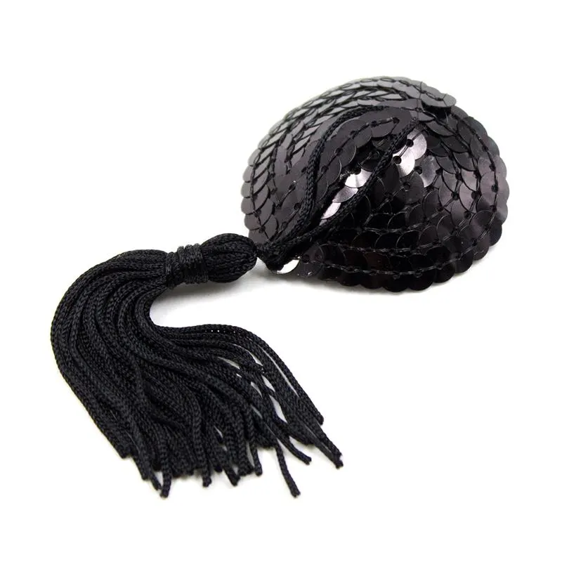 Pezoneras Autoadhesivas Forma de Corazón con Lentejuelas Negras · LATETOBED BDSM LINE · Pinzas y Pezoneras — Foto 2