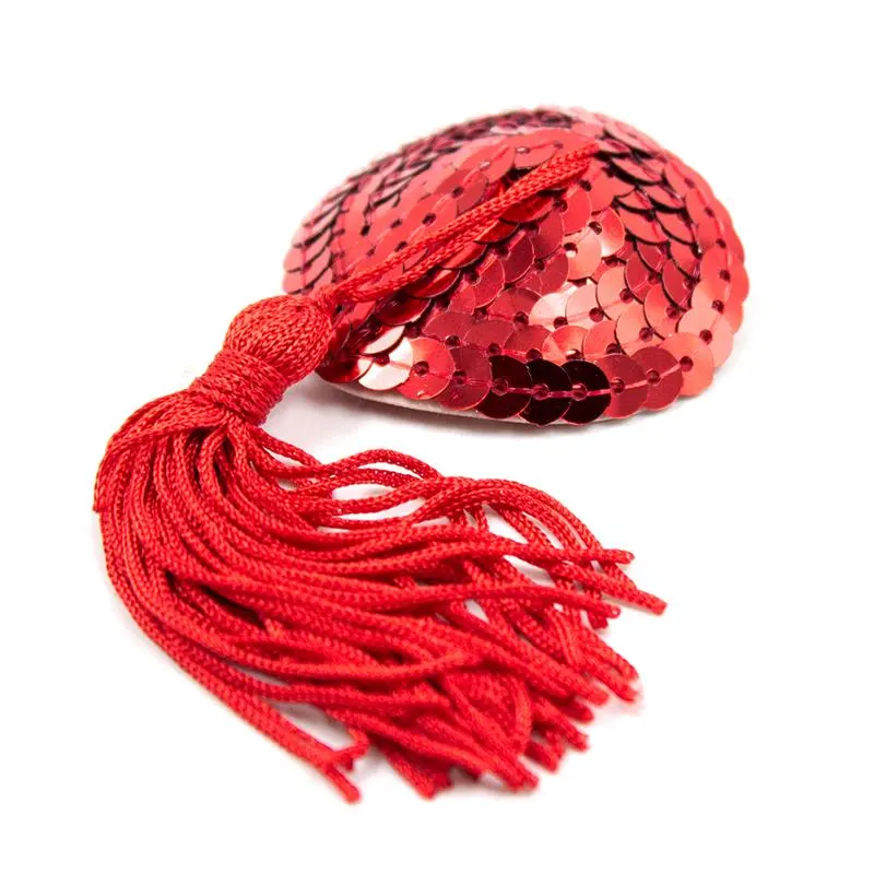 Pezoneras Forma Corazón Autoadhesivas con Lentejuelas Rojo · LATETOBED BDSM LINE · Pinzas y Pezoneras — photo 3