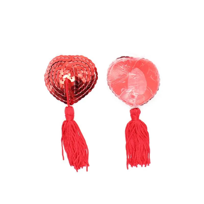 Pezoneras Forma Corazón Autoadhesivas con Lentejuelas Rojo · LATETOBED BDSM LINE · Pinzas y Pezoneras — photo 4