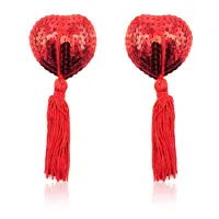 Pezoneras Forma Corazón Autoadhesivas con Lentejuelas Rojo · LATETOBED BDSM LINE · Pinzas y Pezoneras