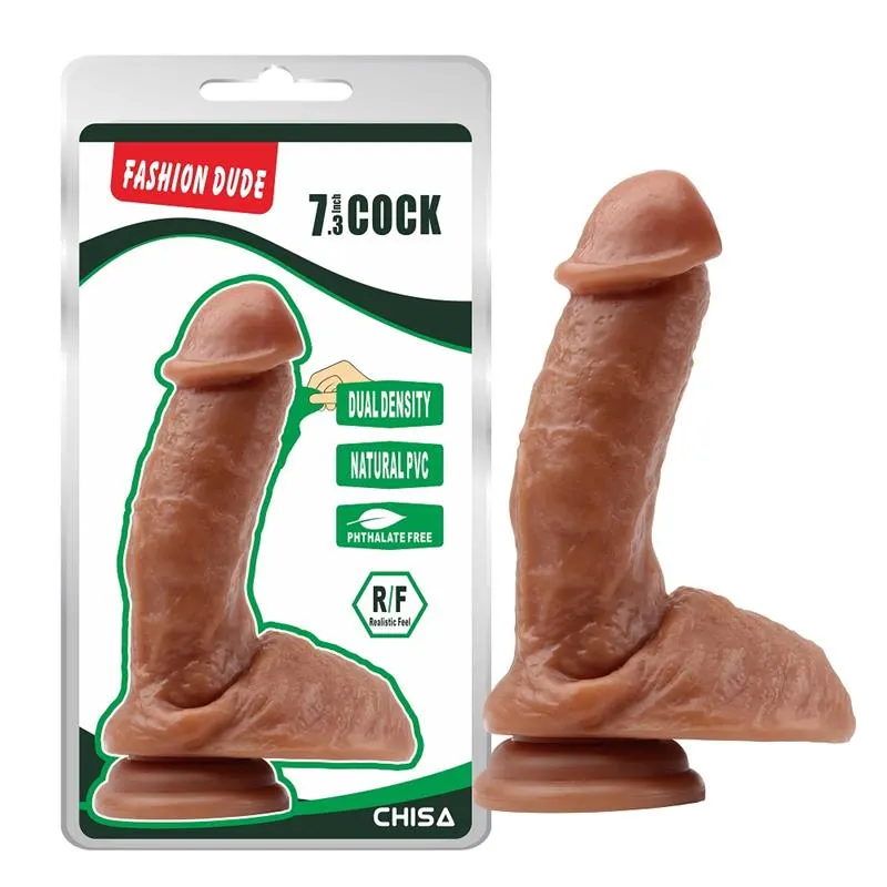 Dildo Dual Density Fashion Dude 18.5 x 4.3 cm Bronceado · CHISA · Dildos