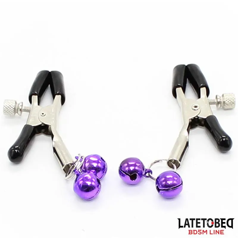 Pinzas para Pezones con Cascabeles Púrpura · LATETOBED BDSM LINE · Pinzas y Pezoneras