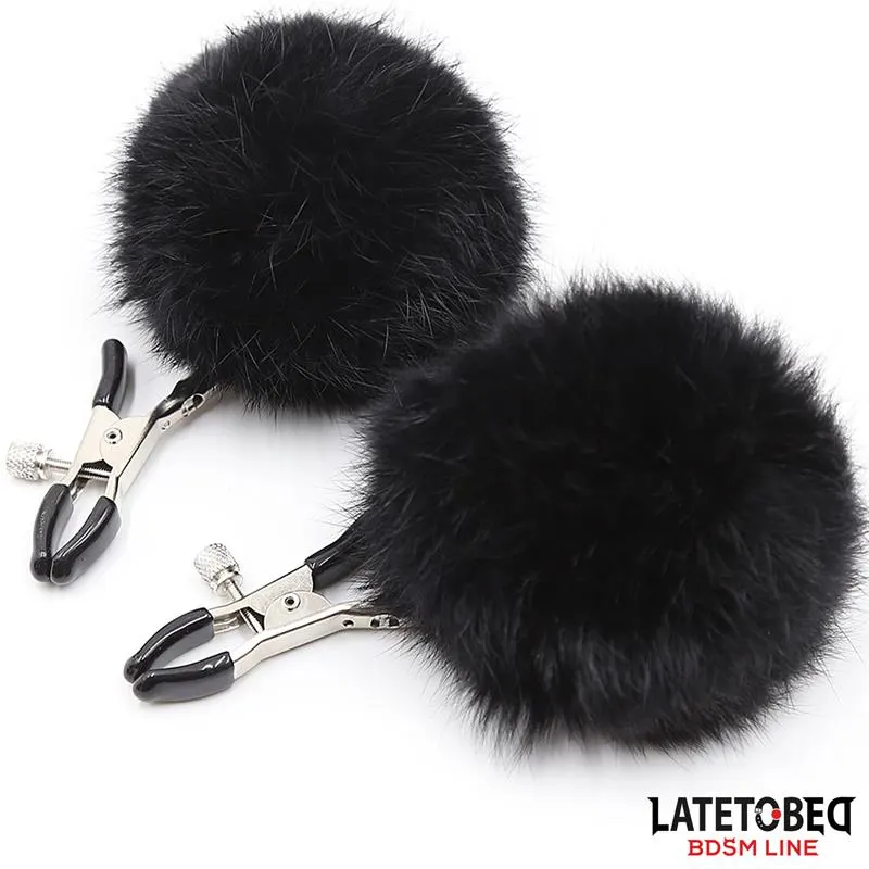 Pinzas para Pezones con Pelo Negro · LATETOBED BDSM LINE · Pinzas y Pezoneras
