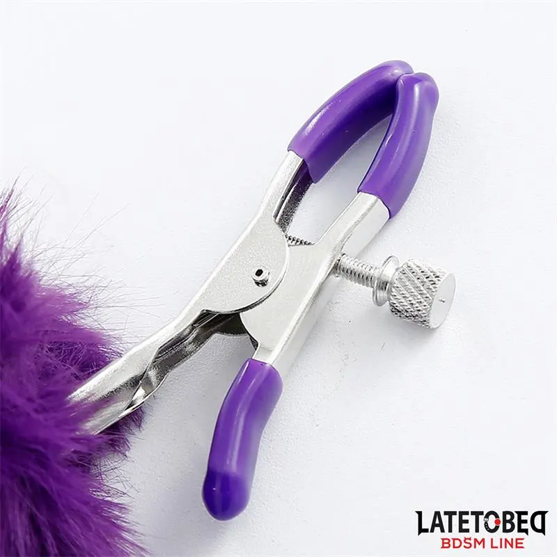 Pinzas para Pezones con Pelo Púrpura · LATETOBED BDSM LINE · Pinzas y Pezoneras — Foto 4