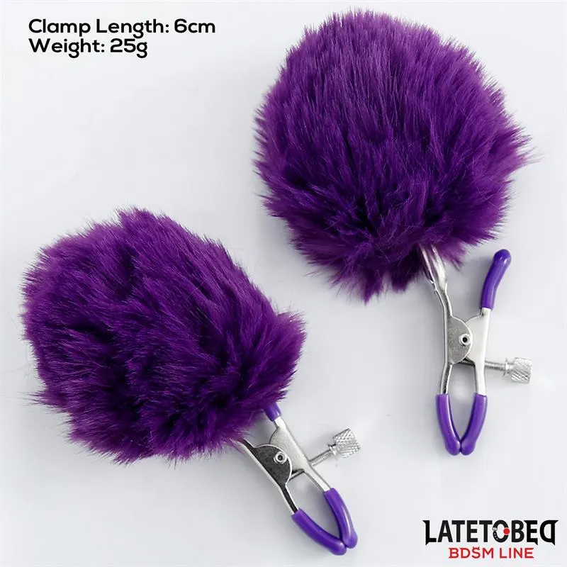 Pinzas para Pezones con Pelo Púrpura · LATETOBED BDSM LINE · Pinzas y Pezoneras — Foto 5