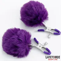 Pinzas para Pezones con Pelo Púrpura · LATETOBED BDSM LINE · Pinzas y Pezoneras