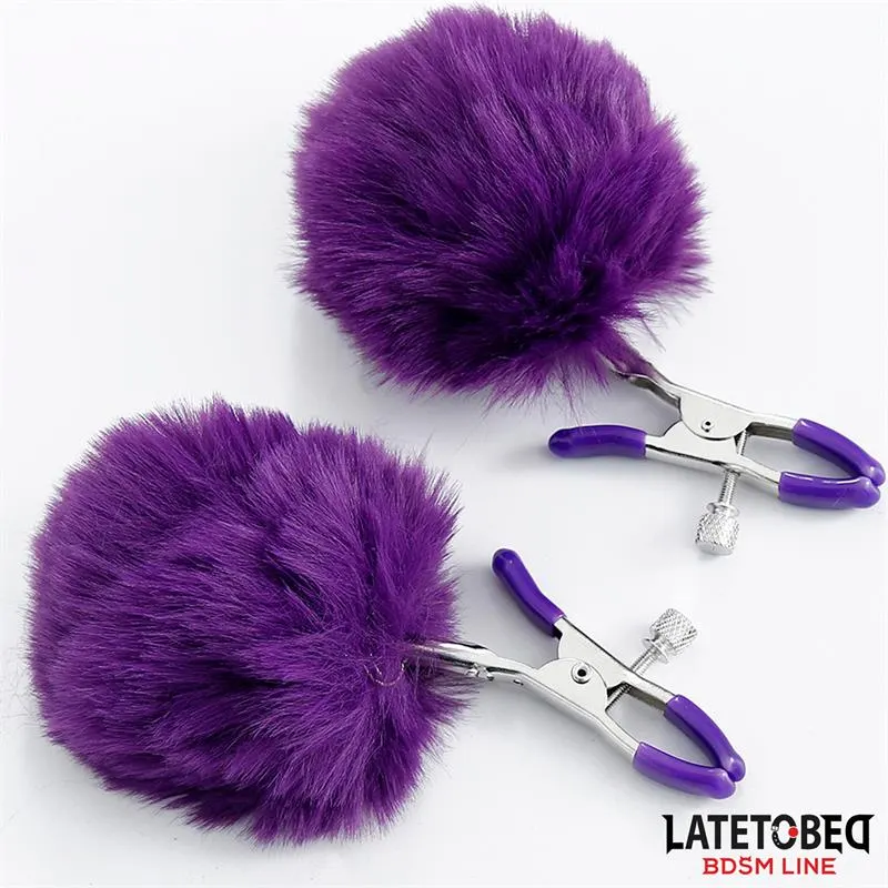 Pinzas para Pezones con Pelo Púrpura · LATETOBED BDSM LINE · Pinzas y Pezoneras