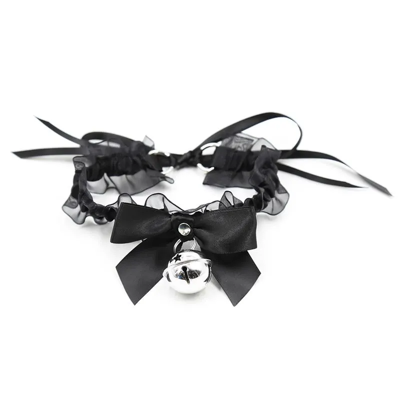 Collar con Lazo, Cascabel y Encaje · LATETOBED BDSM LINE · Accesorios BDSM y Fetish