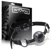 Mordaza de Bola Transpirable Sapphire Cuero Vegano · BLACK SAPPHIRE · Accesorios y Sets