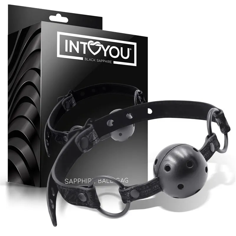 Mordaza de Bola Transpirable Sapphire Cuero Vegano · BLACK SAPPHIRE · Accesorios y Sets