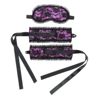 Esposas y Máscara Burlesque  Púrpura · BONDAGE PLAY · Esposas y Ataduras