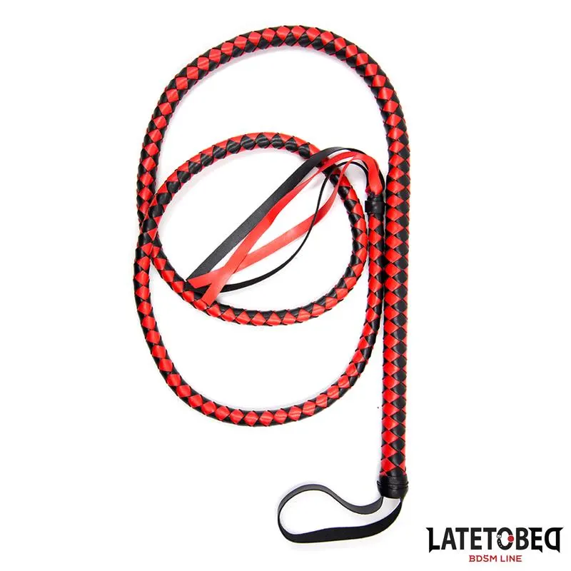 Látigo Largo Rojo y Negro 210cm · LATETOBED BDSM LINE · Spanking y Azotes
