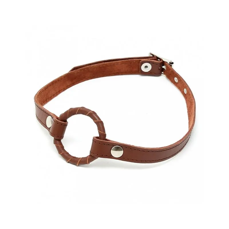 Mordaza Anillo Cuero Marrón · BONDAGE PLAY · Máscaras, Antifaces y Mordazas