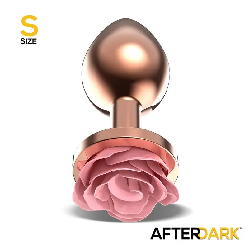 Plug Anal de Metal Oro Rosa con Rosa Rosa en la Base Talla S · AFTERDARK · Anal — Foto 2