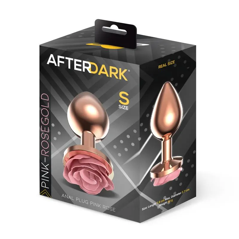 Plug Anal de Metal Oro Rosa con Rosa Rosa en la Base Talla S · AFTERDARK · Anal — Foto 4