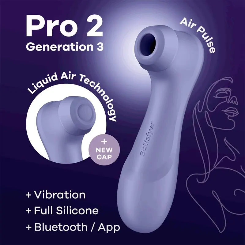 Pro 2 Genera 3 Liquid Air Technology Succión y Vibración APP Connect Lilac · SATISFYER · Estimuladores de Clítoris