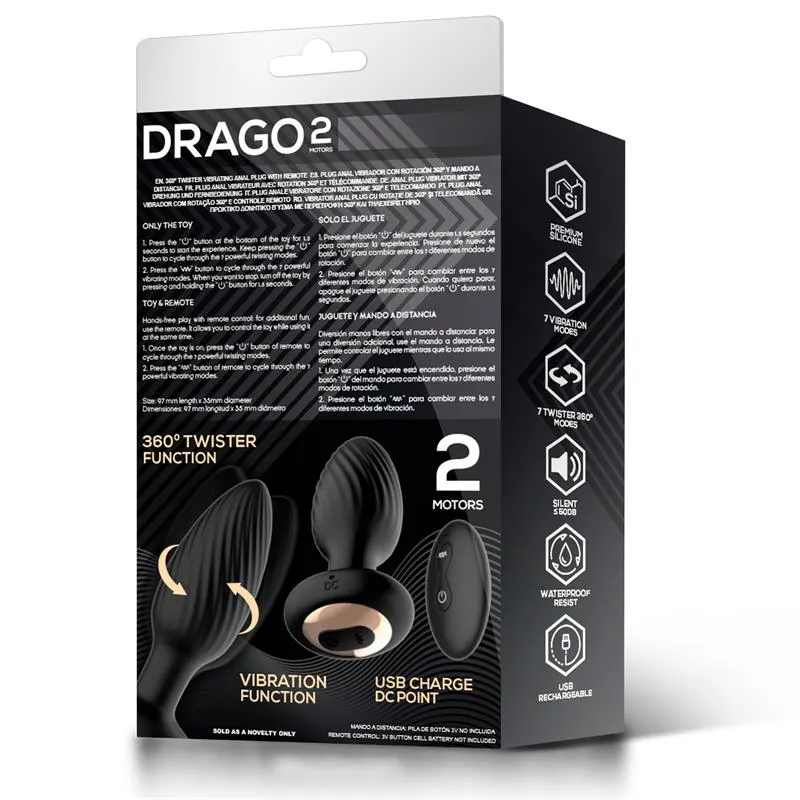 Drago Plug Anal Vibración, Movimiento Twister 360º y Control Remoto · INTOYOU · Anal — Foto 8