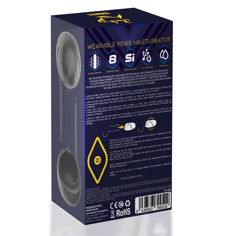 Clipex Masturbador Masculino Ajustable con Sistema de Clip Silicona Premium USB Magnético · MINOTHOR · Masturbadores Él — Foto 6