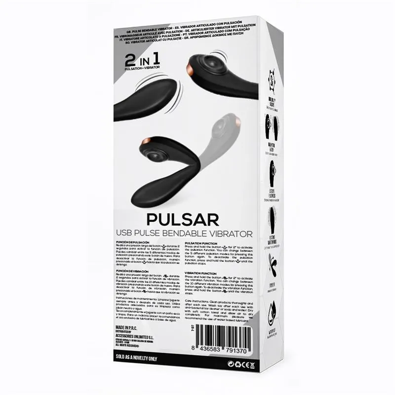 Pulsar Vibrador con Pulsación y Esqueleto Articulado Silicona USB · TARDENOCHE · Vibradores — Foto 3