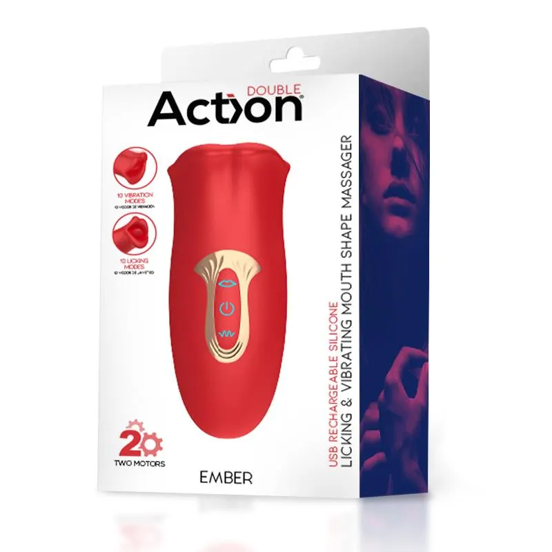 Ember Masajeador Forma Boca con Lameteo y Vibración USB Silicona · ACTION · Estimuladores de Clítoris — foto 10