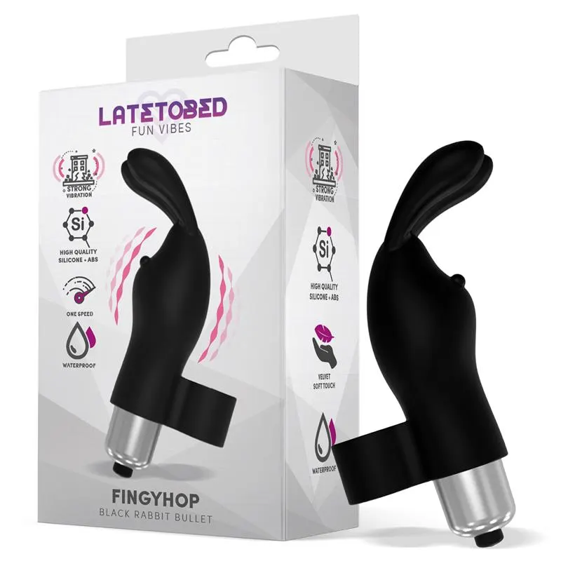 Fingyhop Bala Vibradora con Conejito Siicona Negro · LATETOBED · Huevos y Balas Vibradoras