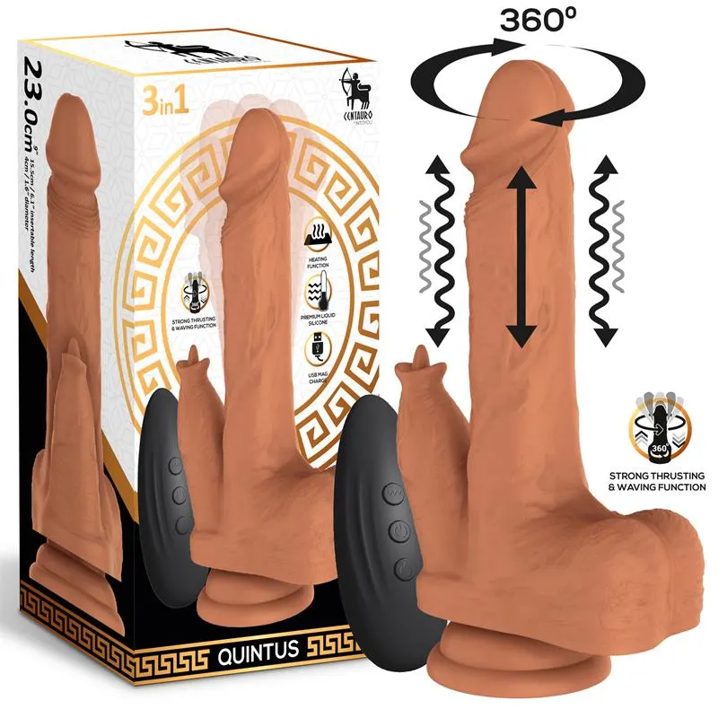 Quintus Dildo con Vibración, Thrusting y Waving 360º 9 - 23 cm · CENTAURO · Dildos