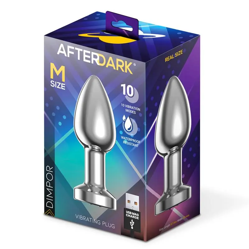 Dimpor Plug Anal Cromado con Vibración USB Magnético Talla M · AFTERDARK · Anal — Foto 12