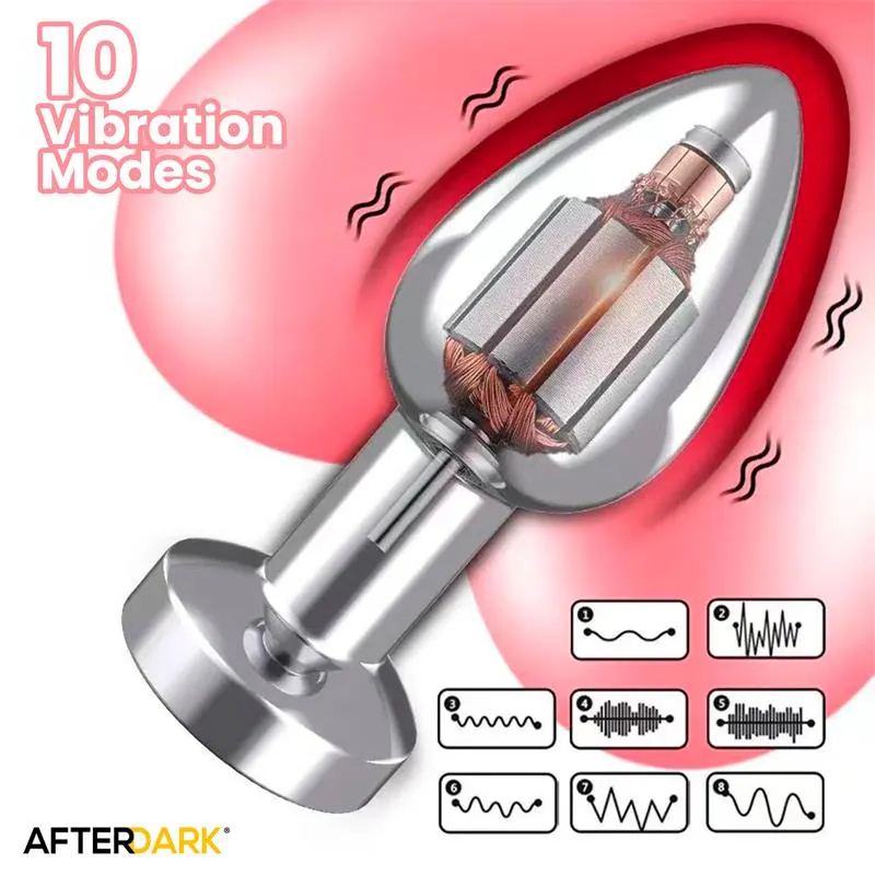 Dimpor Plug Anal Cromado con Vibración USB Magnético Talla M · AFTERDARK · Anal — Foto 9