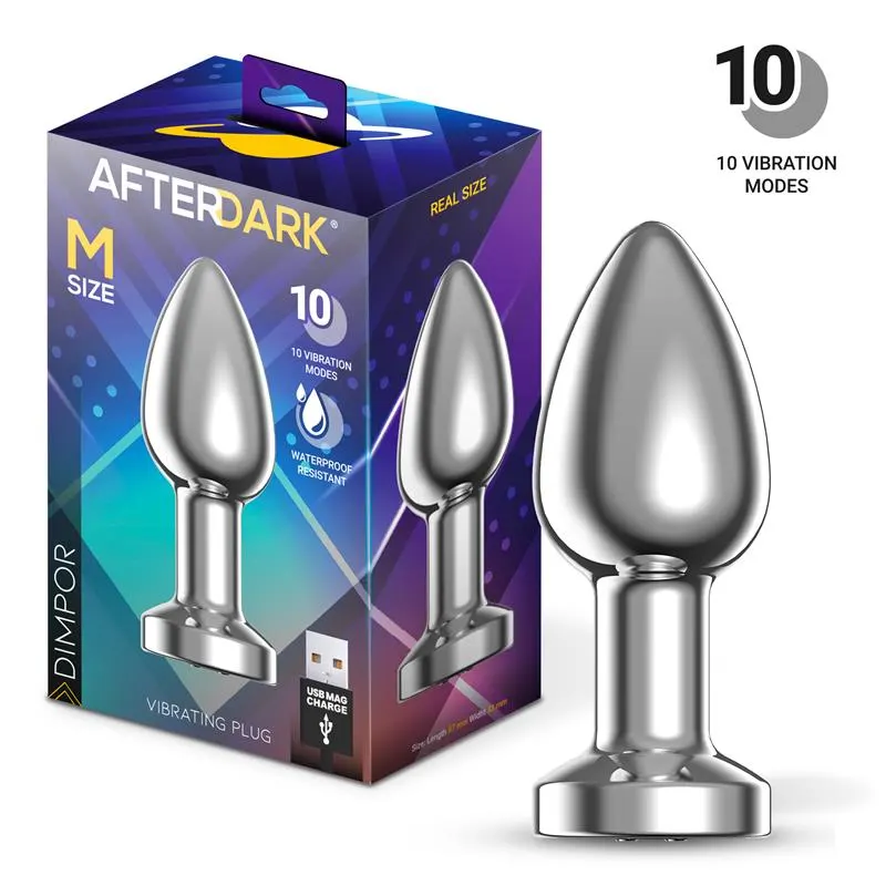 Dimpor Plug Anal Cromado con Vibración USB Magnético Talla M · AFTERDARK · Anal