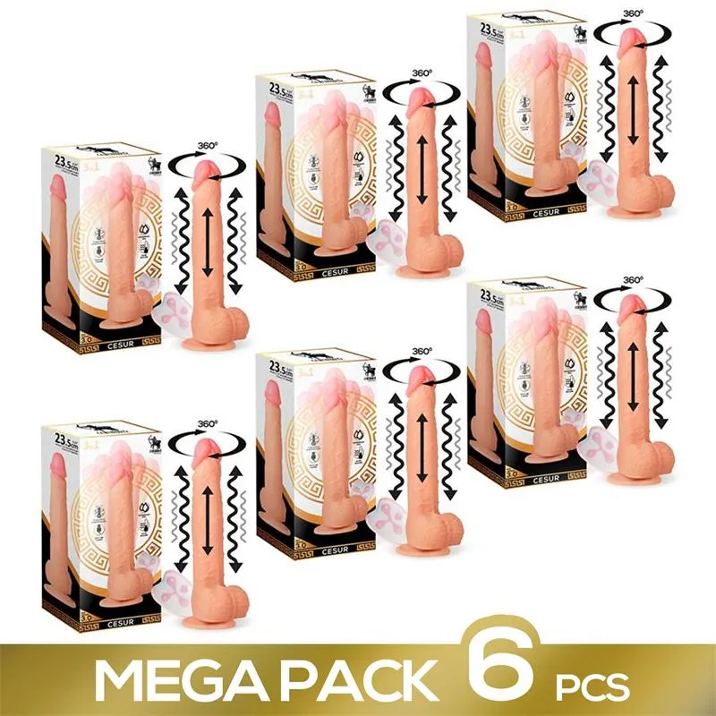 Pack de 6 Cesur 3.0 Dildo Realista con Vibración, Movimiento Ondulante 360º y Teléscopico · CENTAURO · Accesorios y Sets
