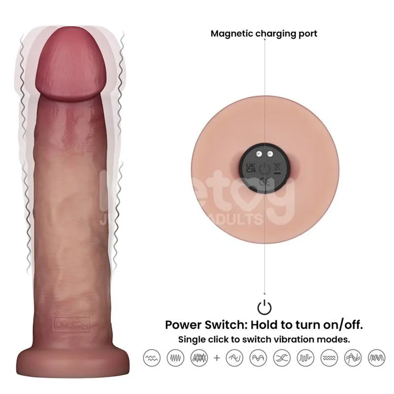 Dildo con Vibración Piel Deslizante Silicona Dual Layer 9 · LOVETOY · Penes con Glande Retráctil — Foto 20