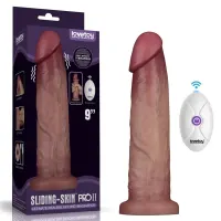 Dildo con Vibración Piel Deslizante Silicona Dual Layer 9 · LOVETOY · Penes con Glande Retráctil