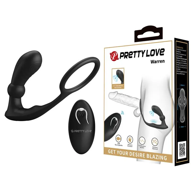Warren Plug Anal y Anillo para el Pene con Vibración y Pulsación a Control Remoto · PRETTYLOVE · Anal