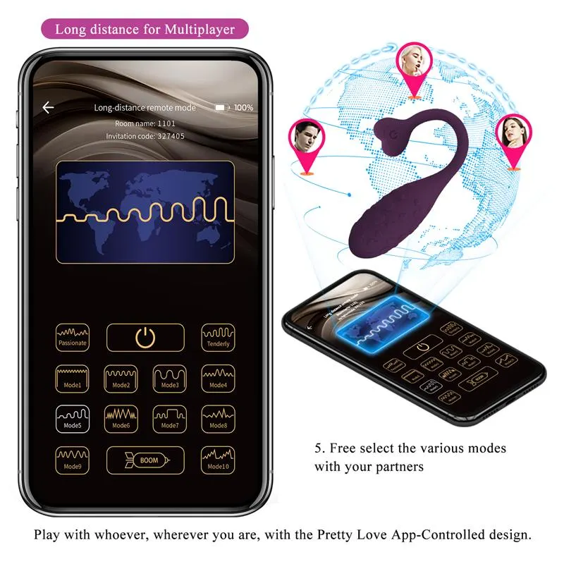 Fisherman Huevo Vibrador con APP · PRETTYLOVE · Huevos y Balas Vibradoras — Foto 17