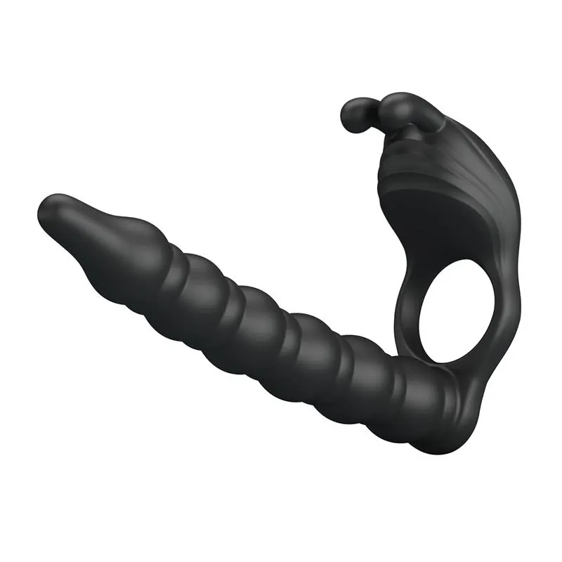 Blackney Anillo Vibrador con Plug Silicona Negro · PRETTYLOVE · Anillos para el Pene — Foto 2