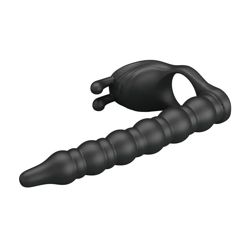 Blackney Anillo Vibrador con Plug Silicona Negro · PRETTYLOVE · Anillos para el Pene — Foto 4