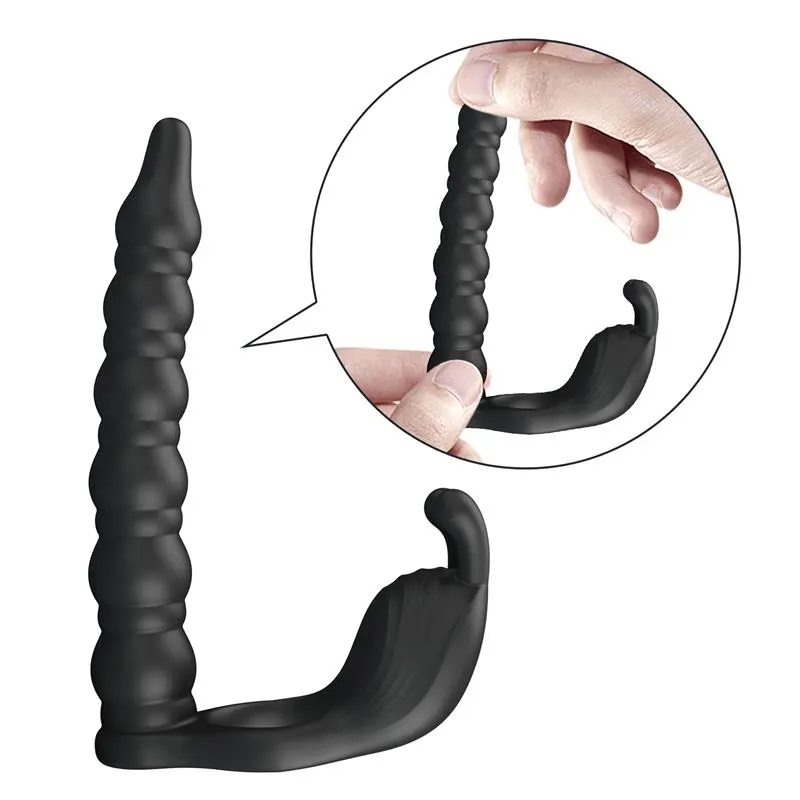 Blackney Anillo Vibrador con Plug Silicona Negro · PRETTYLOVE · Anillos para el Pene — Foto 6