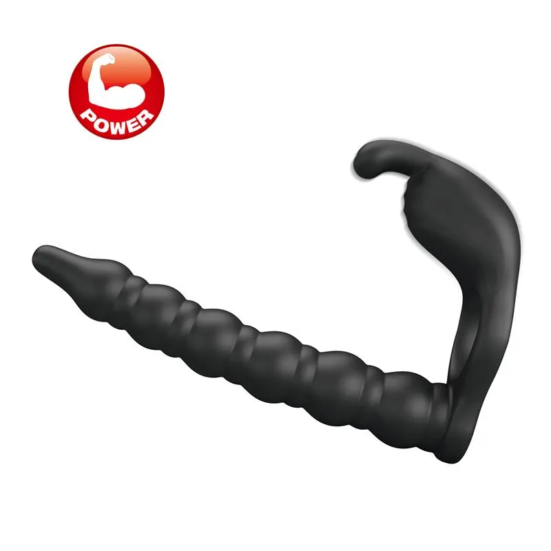 Blackney Anillo Vibrador con Plug Silicona Negro · PRETTYLOVE · Anillos para el Pene