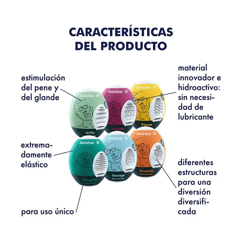 Set 6 Unidades Huevo Masturbador · SATISFYER · Masturbadores Él — Foto 2