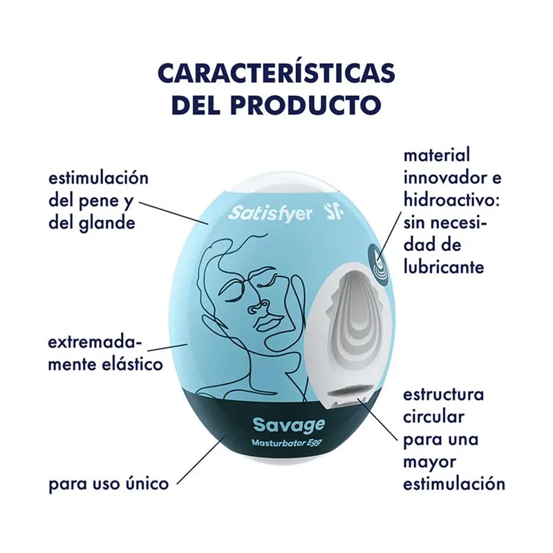 Set 3 Huevos Masturbadores Modelo Savage · SATISFYER · Masturbadores Él — Foto 2