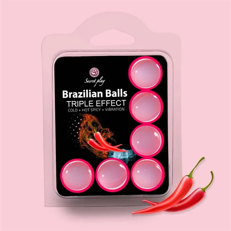 Set 6 Brazilian Balls Triple Efecto (Calor, Frio y Vibración) · SECRET PLAY · Cuidado Íntimo y Masaje