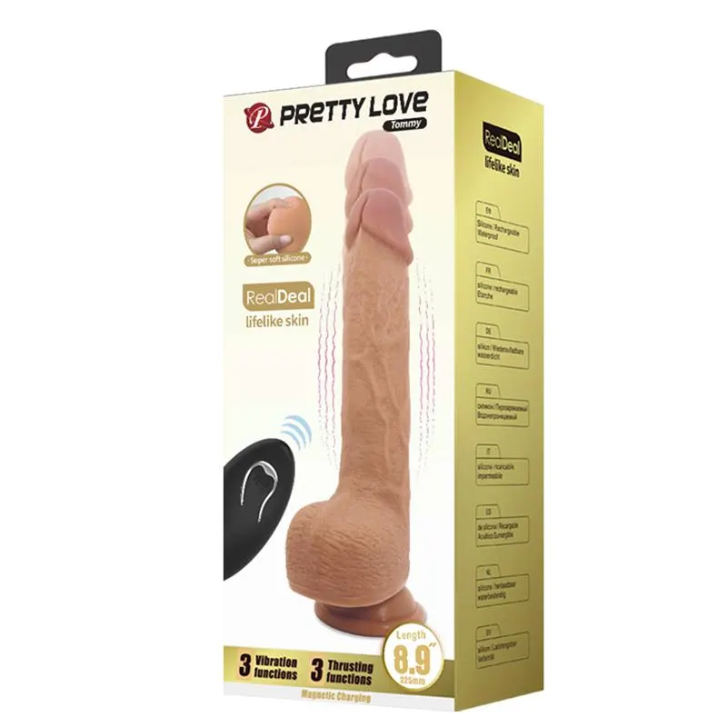 Tommy Dildo Realista con Vibración y Thrusting con Contorl Remoto · PRETTYLOVE · Vibradores — Foto 9