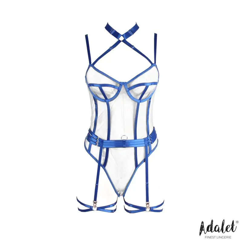Killye Teddy de Malla con Tiras con Ligas Azul · S/M · ADALET LINGERIE · Conjuntos y Bodies — photo 3