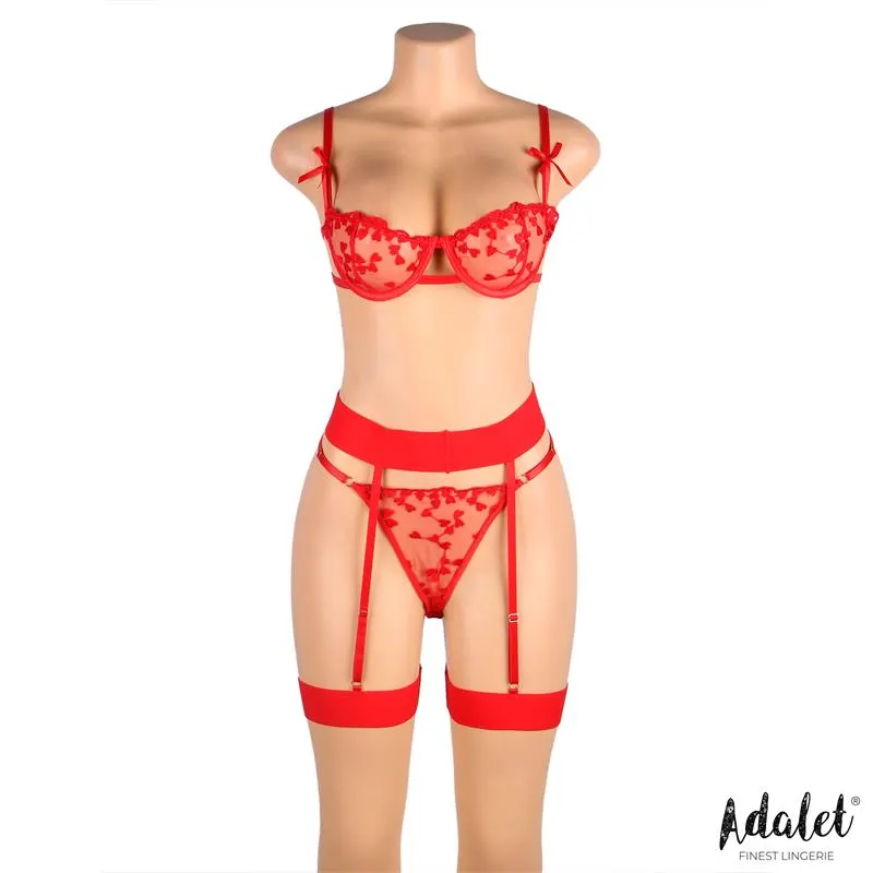 Yvonne Set Sujetador, Tanga y Liguero con Corazones Rojo · S/M · ADALET LINGERIE · Conjuntos y Bodies — photo 4
